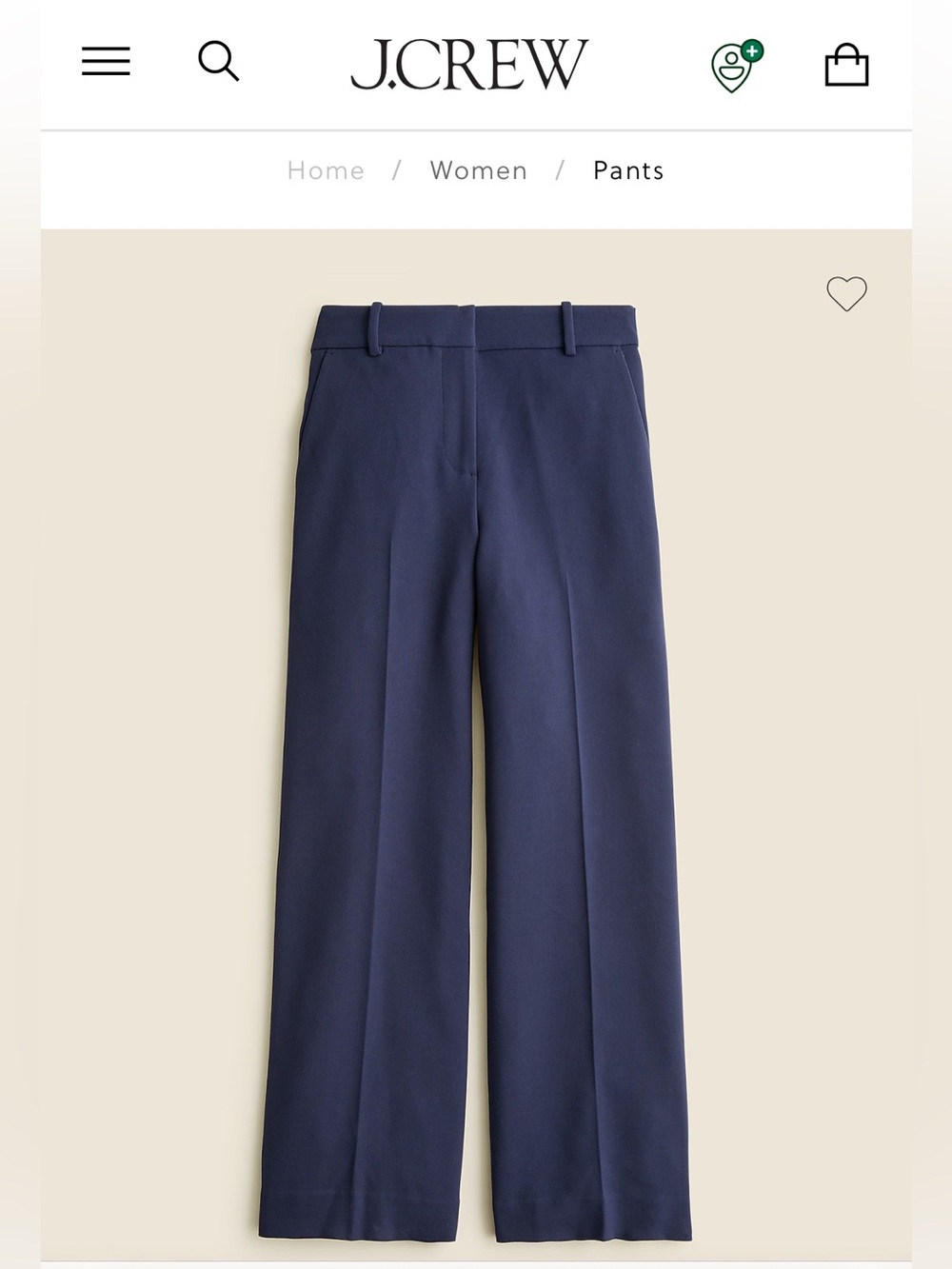 J. Crew Sydney Wide-Leg Dress Pants in Four-Season Stretch, Classic Navy